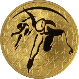 Золотая монета 200 рублей «Шорт-трек», 2010 — реверс