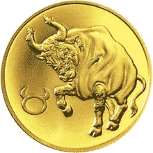Золотая монета 50 рублей «Телец», 2004 — реверс